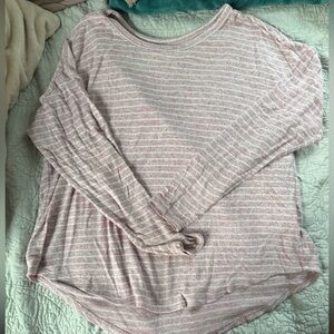 Lucky Brand Pink Striped Long Sleeve Tee